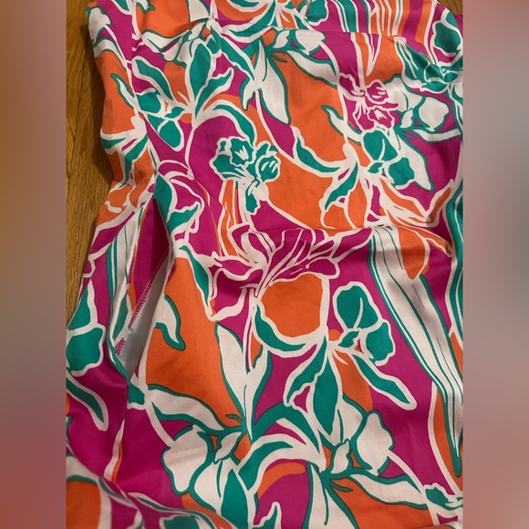Anne Klein Colorful Floral Mini Dress - Pink, Orange, Green - Picture 7 of 9